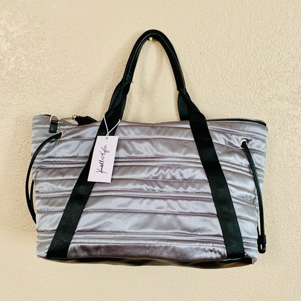 Kendall + Kylie Silver puffer tote bag